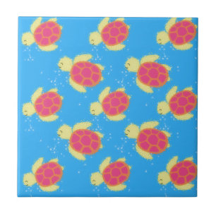 Cute Sea Turtle Pattern Ceramic Tile