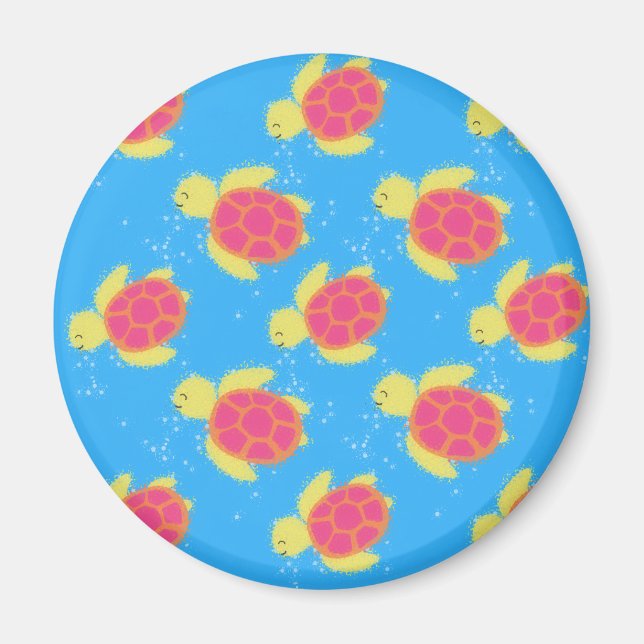 Cute Sea Turtle Pattern Magnet (Front)