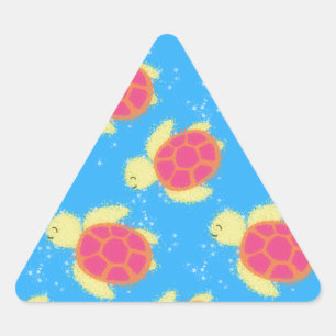 Cute Sea Turtle Pattern Triangle Sticker