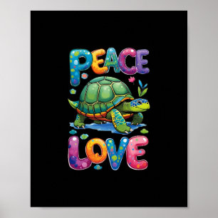 Cute Sea Turtle Peace Love Turtles Beach Summer Va Poster