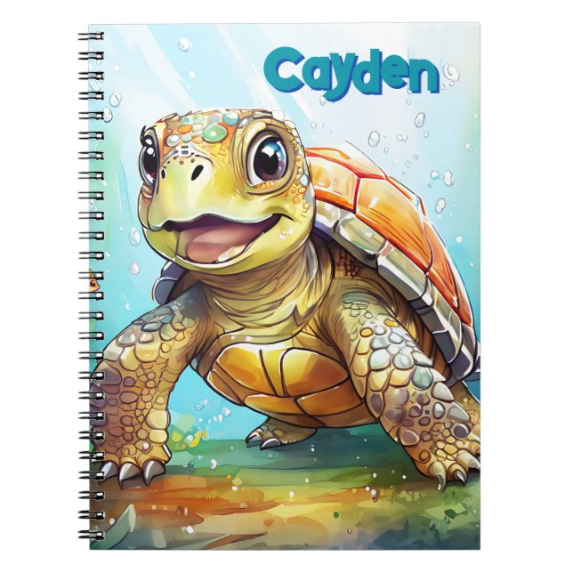 Cute Sea Turtle Personalised Notebook (Front)