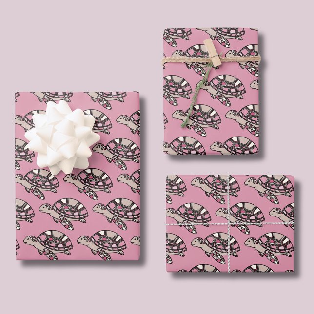 Cute sea turtle pink wrapping paper sheet (Cute pink sea turtle girls wrapping paper. Matching items available. )