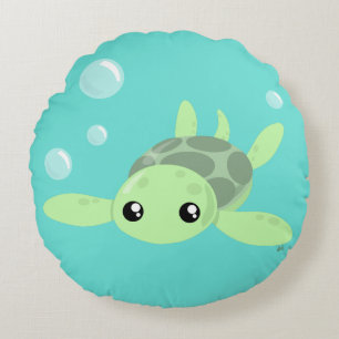 Cute Sea Turtle Round Pillow