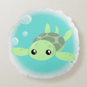 Cute Sea Turtle Round Pillow