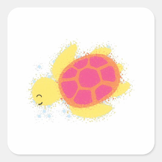Cute Sea Turtle Square Sticker (Front)