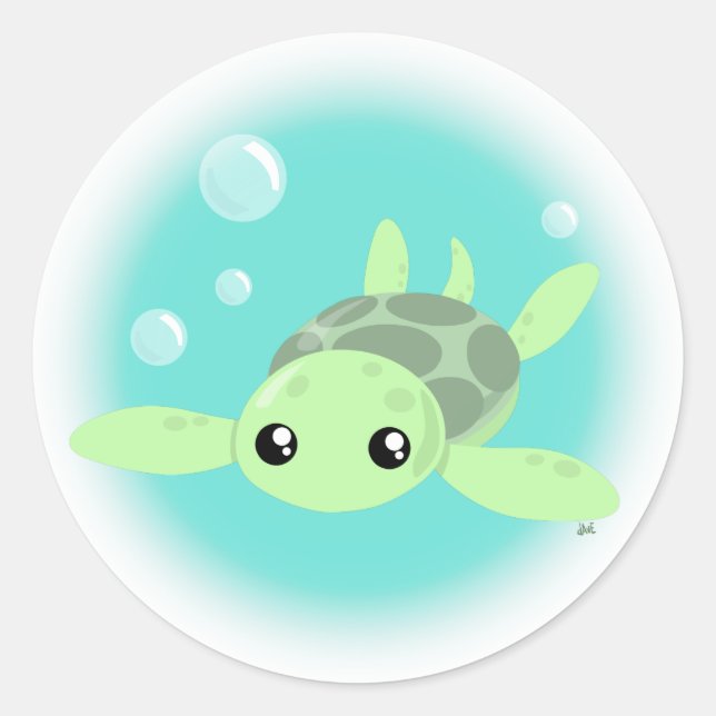 Cute Sea Turtle Sticker (Front)