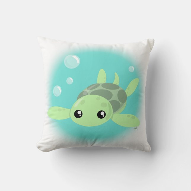 Cute Sea Turtle Throw Pillow (Front)