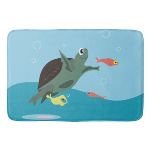 Cute Sea Turtle Under the Sea Art Bath Mat