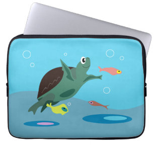 Cute Sea Turtle Under the Sea Art Laptop Sleeve