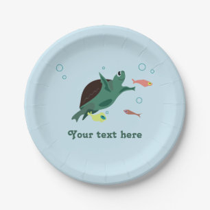 Cute Sea Turtle Under the Sea Art Paper Plate