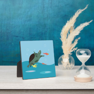 Cute Sea Turtle Under the Sea Art Plaque