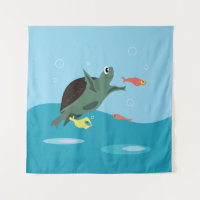 Cute Sea Turtle Under the Sea Art