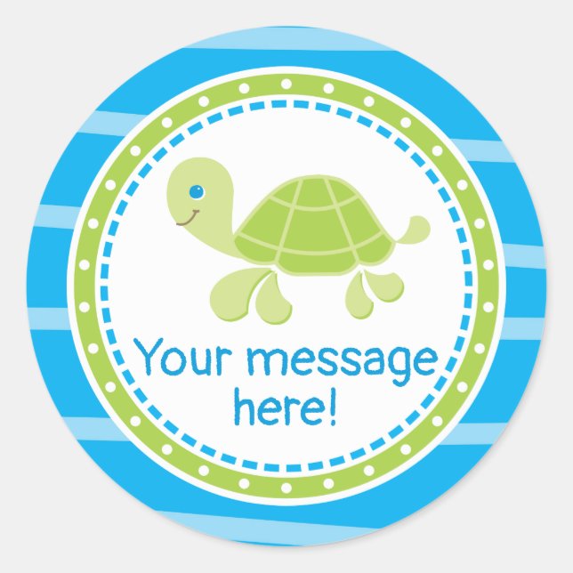 Cute Sea Turtle Under the Sea Birthday Classic Round Sticker (Front)
