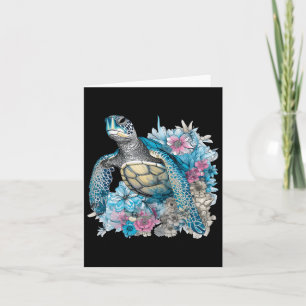 Cute Sea Turtle Wildflowers Animal Lover Tortoise  Card