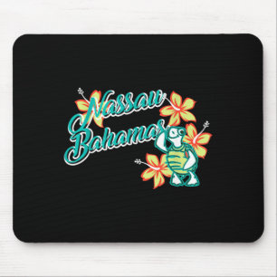 Cute Sea Turtle With Flower Nassau Bahamas Summer Mouse Pad