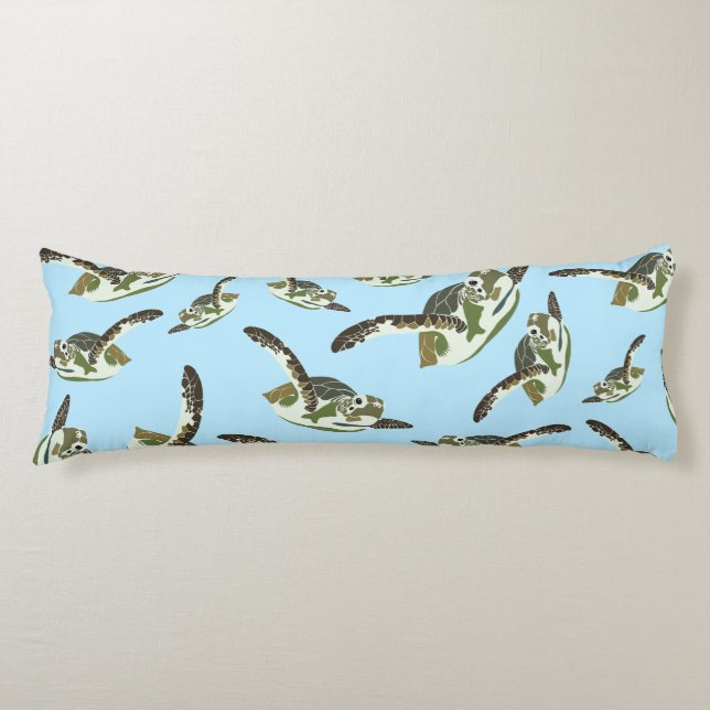 Cute Sea Turtles Pattern Body Cushion (Front)