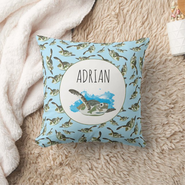 Cute Sea Turtles Pattern Cushion (Blanket)