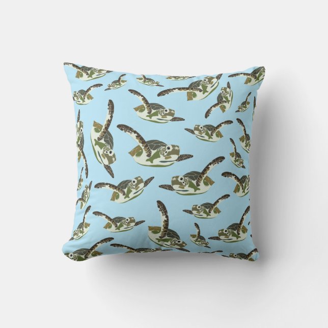 Cute Sea Turtles Pattern Cushion (Front)