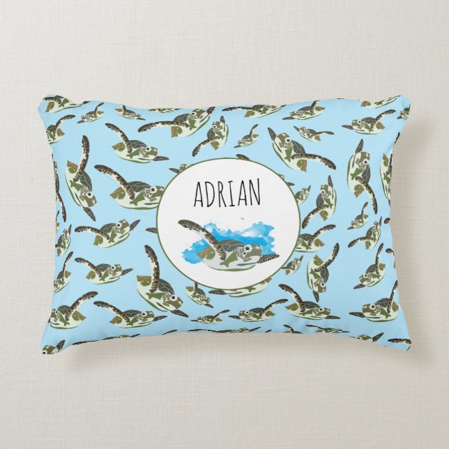 Cute Sea Turtles Pattern Decorative Cushion (Front)