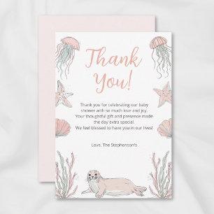 Cute Sea You Soon Baby Shower Coastal Theme Thank You Card