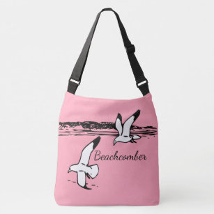 Cute Seagull Coastal Beach  Beachcomber bag purple