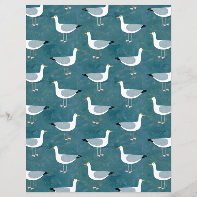 Cute Seagull Double Sided Scrapbook Paper (Front)