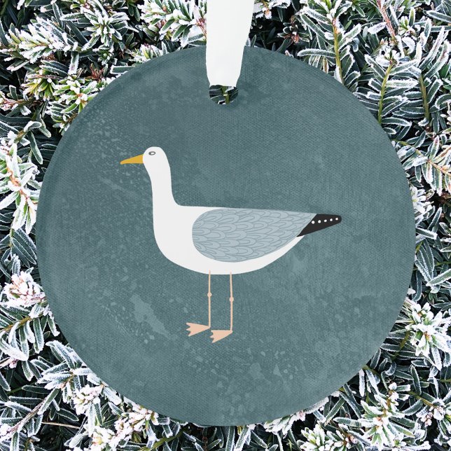 Cute Seagull Ornament (Seagull fun nautical  ceramic Christmas ornament)