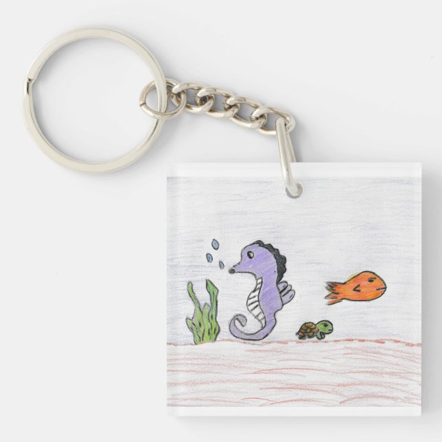 Cute Seahorse Acrylic Keychain (Front)