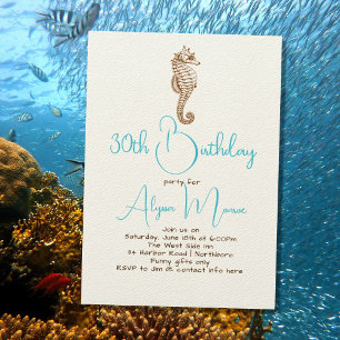 Cute Seahorse Birthday Party Invitations