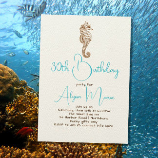 Cute Seahorse Birthday Party Invitations