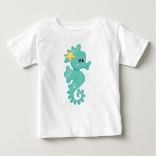 Cute Seahorse, Green Seahorse, Starfish, Hearts Baby T-Shirt