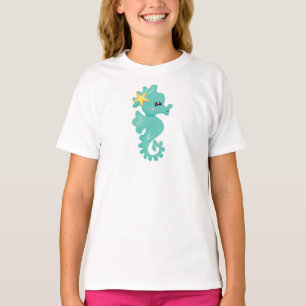 Cute Seahorse, Green Seahorse, Starfish, Hearts T-Shirt