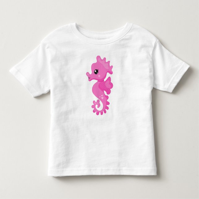 Cute Seahorse, Little Seahorse, Pink Seahorse Toddler T-Shirt (Front)