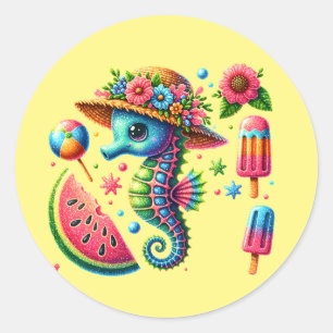 Cute seahorse lovers seahorse classic round sticker