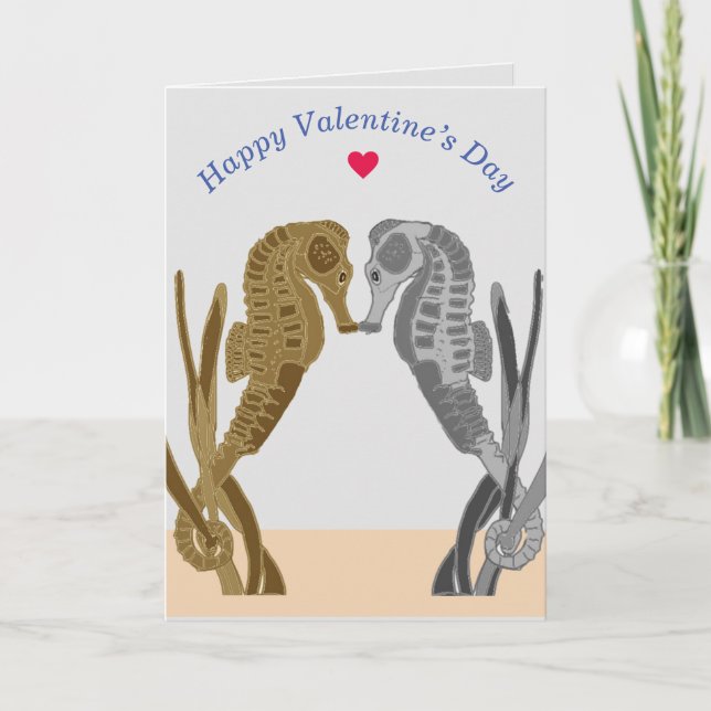 Cute Seahorse pair  Valentines Holiday Card (Front)