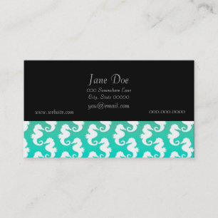 Cute Seahorse Pattern on Blue Green Business Card