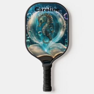 Cute seahorse pickleball paddle