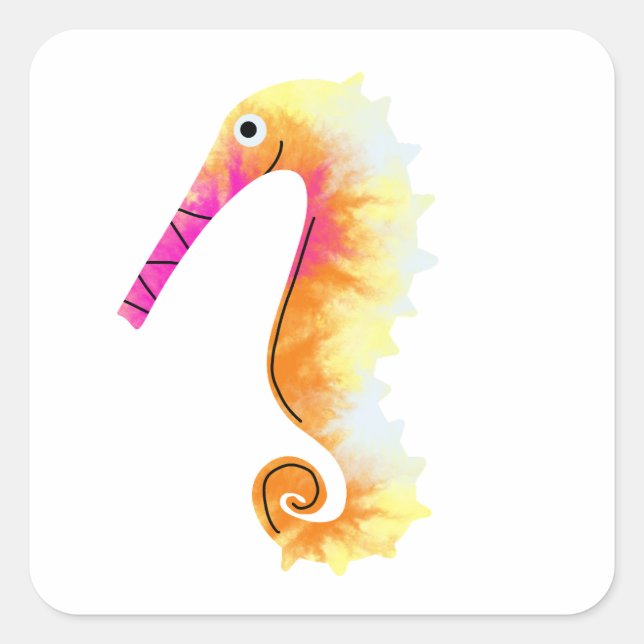 Cute Seahorse Square Sticker (Front)