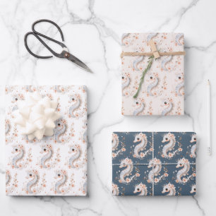 Cute Seahorse Wrapping Paper Sheet