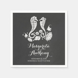 Cute Seahorses Beach Wedding Paper Napkins