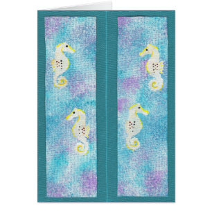 Cute Seahorses on blue and purple bookmarks