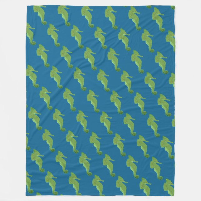 Cute Seahorses pattern Fleece Blanket (Front)