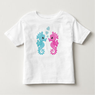 Cute Seahorses, Pink Seahorse, Blue Seahorse, Love Toddler T-Shirt