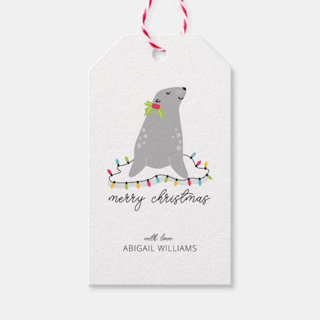 Cute Seal Christmas Gift Tags (Front)