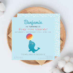 Cute Seal - Fun Kids Birthday Party Invitation