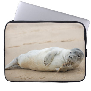 Cute Seal Posing on a Beach Laptop Sleeve