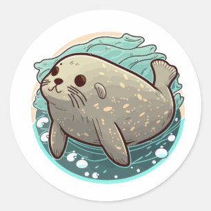 cute seal sticker cartoon style