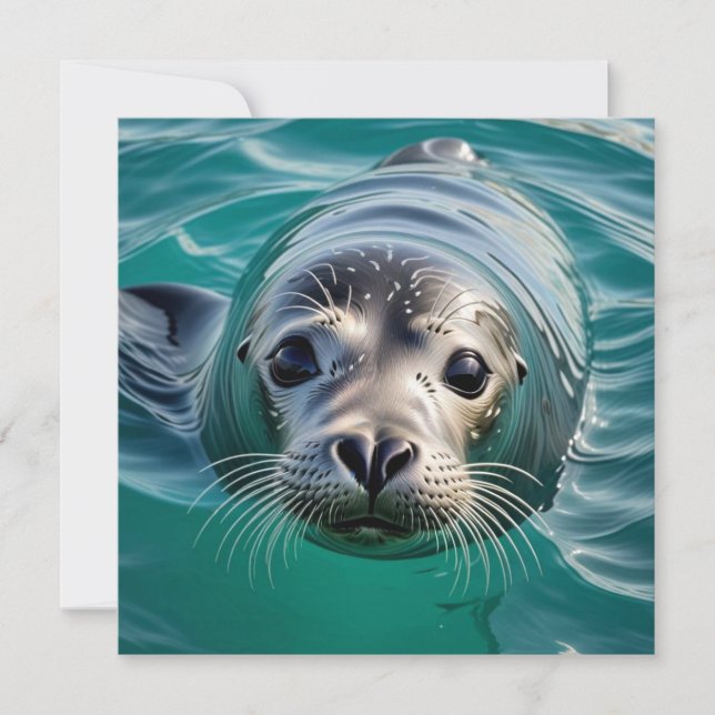 Cute Seal Sticking Head out of Water  (Front)