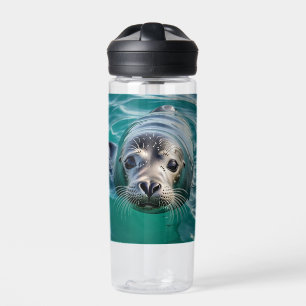 Cute Seal Sticking Head out of Water Personalised Water Bottle