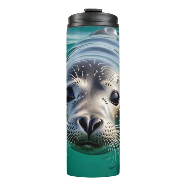 Cute Seal Sticking Head out of Water  Thermal Tumbler (Front)
